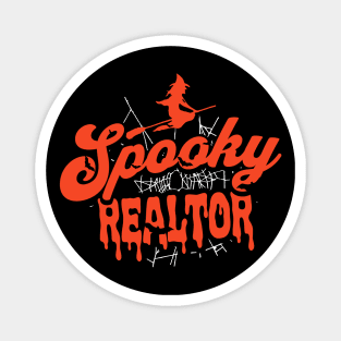 Cute Halloween Spooky Realtor Orange and Black Halloween Witch Real Estate Agent Magnet